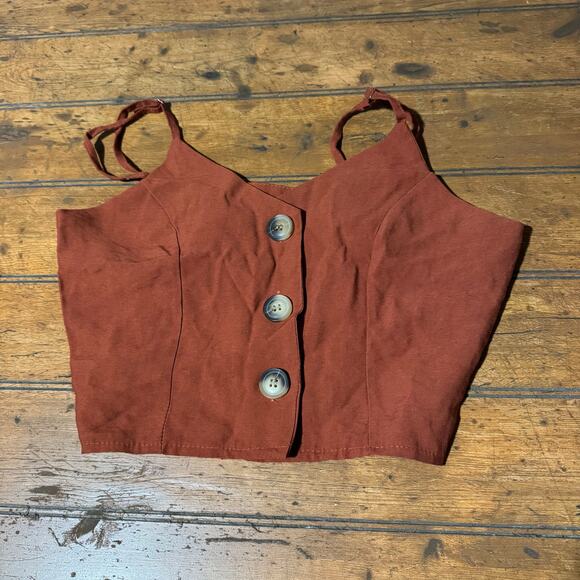 Tiny Summer tank top orange with‎ buttons club party or going out - Picture 1 of 5